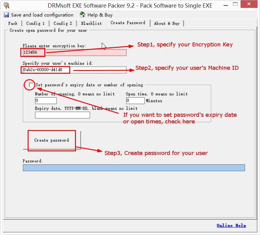 html to exe create password